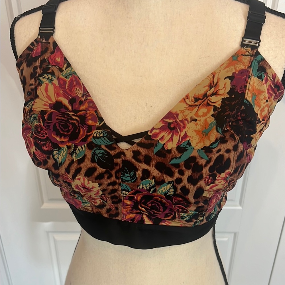Floral Leopard Print Crop Top